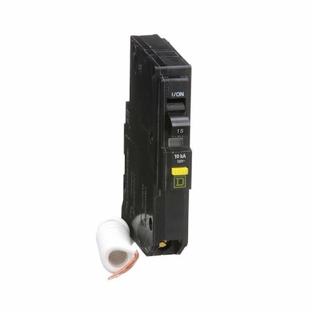 Square D Miniature Circuit Breaker, QO Series, 15A, 1 Pole, 120V AC, 10kA at 120V AC, A Curve QO115GFICP